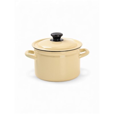 УЦЕНКА Кастрюля эмалированная, 3 л, d=19 см, с крышкой, цилиндрическая, слоновая, кости