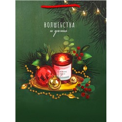 Пакет подарочный новогодний ламинированный, «Волшебства и уюта», 26×12×32 см