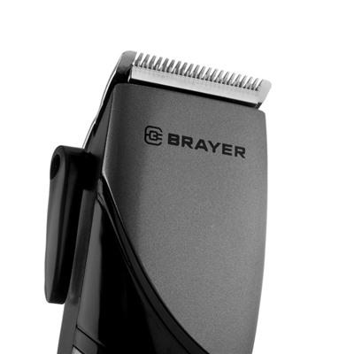 Машинка для стрижки BRAYER 3434BR, 15 Вт, 3/6/9/12 мм, нерж. сталь, от сети, чёрно-серая