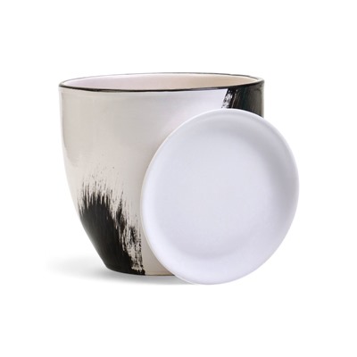 Горшок для цветов «Штрих», 2.5 л, d=19 см, h=17 см, с поддоном, керамика, белый