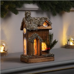 Фигура деревянная «Изба», 24×15×7 см, 3 LED, батарейки AAx2 (не в комплекте), свечение теплое белое