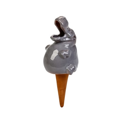 УЦЕНКА Ороситель "Бегемот" для комнатных и садовых растений Кунгурская керамика, 0.2л, 14см, серый 7