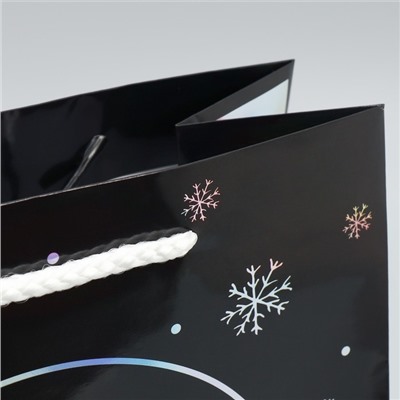 Пакет новогодний подарочный голографический «С Новым годом», ML 23×27×11.5 см