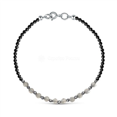 Колье из серебра с лабродоритом и шпинелью родированное К 602 ШПЛАБ