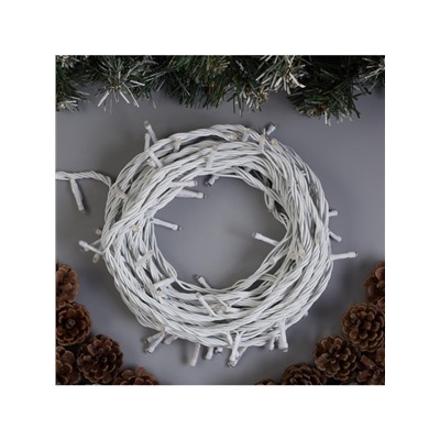 Гирлянда «Нить» 10 м, IP44, УМС, белая нить, 100 LED, свечение тёплое белое, 220 В
