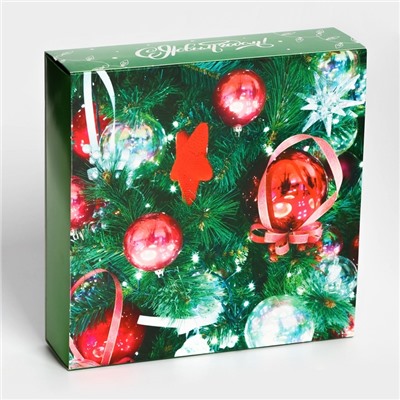 Коробка под 9 конфет «Елочные игрушки», 13.8×13.8×3.8