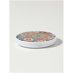 Зеркало складное «Витраж», d=7.3 см, с увеличением х2, оранжевое/синее