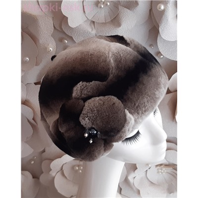 Волна мех.цветок кролик Берет женский (56-58)