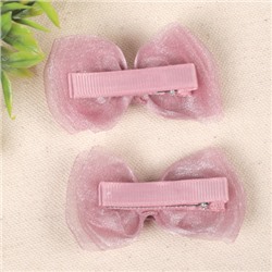 Бант-зажим для волос набор 2 штуки / YIW-17 /уп 1/розовый