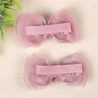 Бант-зажим для волос набор 2 штуки / YIW-17 /уп 1/розовый