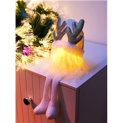 Фигура текстиль «Гном белая шапочка» 33 см, 1 LED, от батареек AG10×3, свечение тёплое белое