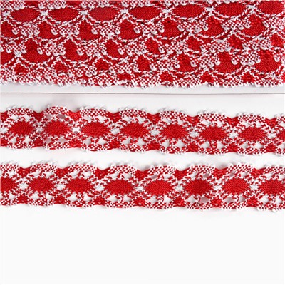 Тесьма плетёная, в рулоне 20 м., красно-белая