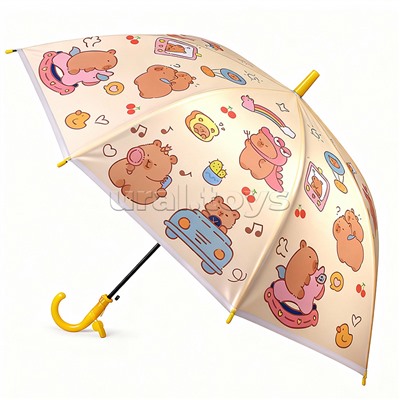 Зонт детский "Милая капибара" (цвет жёлтый) (48,5см.)