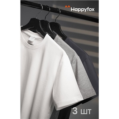 Мужская базовая футболка из хлопка 3 шт. Happyfox