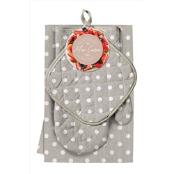 Комплект кухонный рогожка (прихватка 18х18, прихватка-рукавица,18х28, фартук 60х70) "Mia Cara" рис 30394-1 Горох