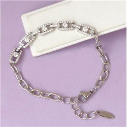 Браслет родий  H01-14346 длина 17-19 см.