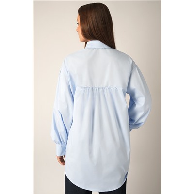 Женская удлиненная рубашка оверсайз с широкими рукавами Happyfox