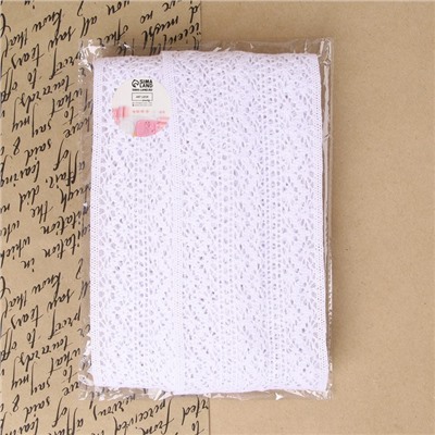 Кружево вязаное, 115 мм × 10 ± 1 м, цвет белый