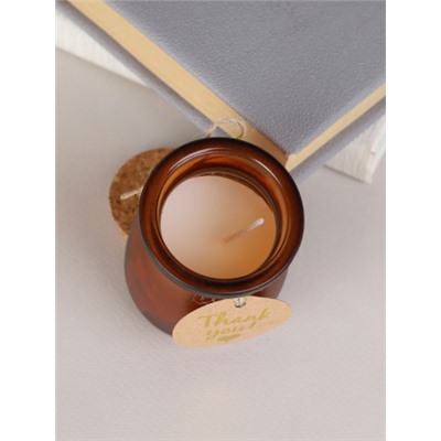 Свеча ароматическая в подсвечнике 5х7 см с крышкой / B722 /уп 12/96/ коричневая