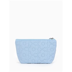 Косметичка женская «Цветочки», на молнии, ручка из бусин, голубая