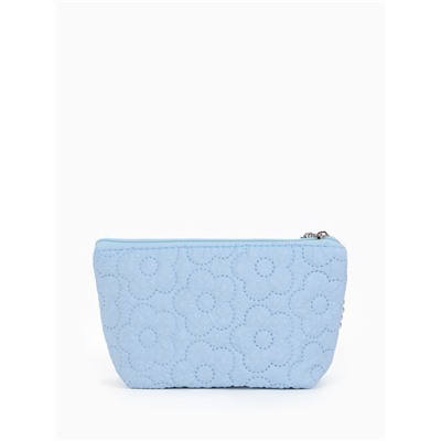 Косметичка женская «Цветочки», на молнии, ручка из бусин, голубая