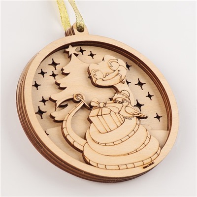 Ёлочная игрушка из дерева своими руками на новый год «Змея с подарком», набор для творчества