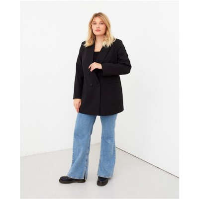 Пиджак женский двубортный MIST plus-size, размер 52, чёрный