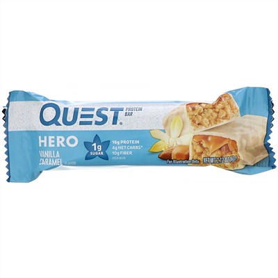 Quest Nutrition, Hero, протеиновый батончик, ваниль и карамель, 10 батончиков 60 г (2,12 унции) каждый