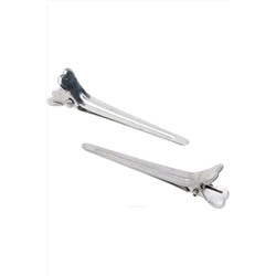 Dewal Зажим для волос средний CL2415, металл, 5,5 см, серебристый, 12 шт. KRISTALLER, 1106276