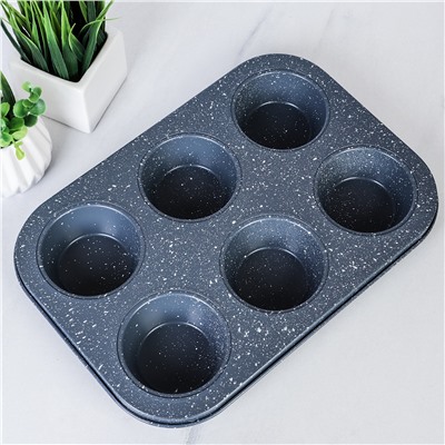 Форма для выпечки кексов и капкейков 6 ячеек 26х18 см / d-6;h-3 / RSD-11 /уп 100/ 0,18/ антипригарное