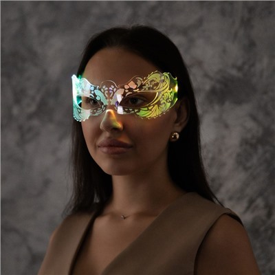 Светодиодные очки «Маскарад», 16.5×7×15.5 см, батарейки CR2032×2 (в комплекте), 3 режима, свечение RGB