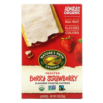 Nature's Path, Organic Flavored Toaster Pastries, Frosted Berry Strawberry, 6 Pastries, 11 oz (312 g)