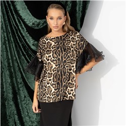 Блуза из шёлка и органзы, Молниеносная влюбленность (леопард)