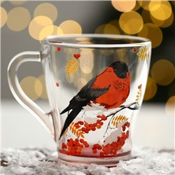 Кружки стеклянные новогодние «Снегири!», набор 2 шт.