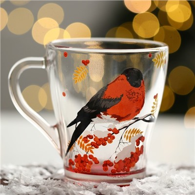 Кружки стеклянные новогодние «Снегири!», набор 2 шт.