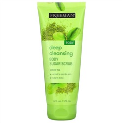 Freeman Beauty, Deep Cleansing Body Sugar Scrub, Green Tea, 6 fl oz (175 ml)