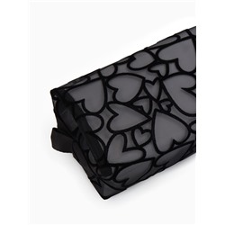 Косметичка квадратная Black beauty, с рисунком, на молнии, чёрная