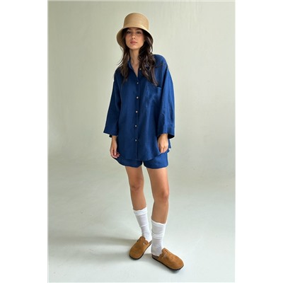 Костюм лён  SET019/29/Синий