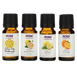 Now Foods, Зарядись энергией. Набор эфирных масел для поднятия настроения, 4 бутылька, 1/3 унции (10 мл)