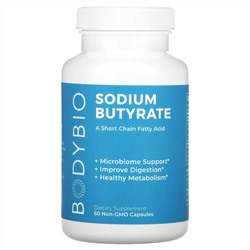 BodyBio, Sodium Butyrate, 60 Non-GMO Capsules