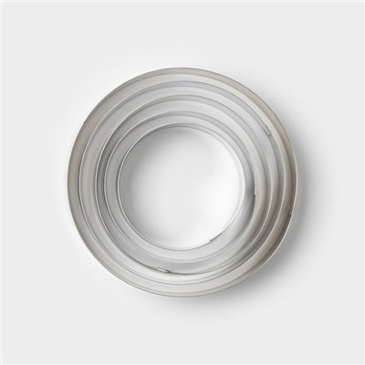 Формы для печенья Доляна «Круг», набор 5 шт.: 4 см, 4.5 см, 5.5 см, 6 см, 7 см, металл, серебристые