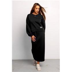 Юбка длинная макси с разрезом 388BLK (Черный)