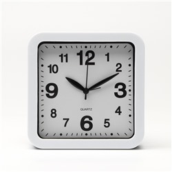Часы - будильник настольные «Классика», с подвесом, дискретный ход, d=12.5 см, 15×15 см, АА