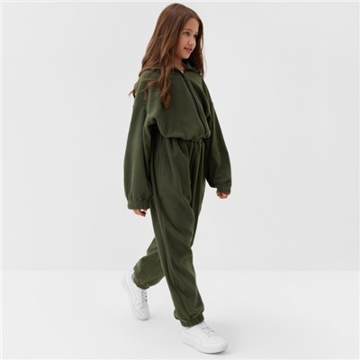 Брюки флисовые для девочки MINAKU: Fleece Soft, зелёные, рост 152 см