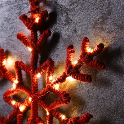 Светодиодная фигура «Снежинка красная» 39 см, 30 LED, батарейки AAx2 (не в комплекте), свечение теплое белое
