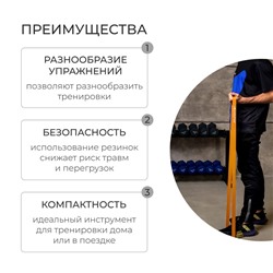 Эспандер ленточный многофункциональный ONLYTOP, 208х2,9х0,5 см, 11-36 кг, цвет оранжевый