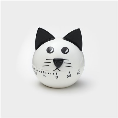 Таймер механический Доляна «Котёнок», кухонный, белый