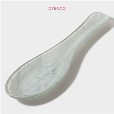 Подставка под ложку Доляна «Марбл белый», 23.5×8.3×1.5 см, стеклоㅤ