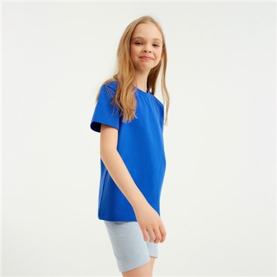 Футболка детская однотонная MINAKU: Basic line, синяя, рост 122 см