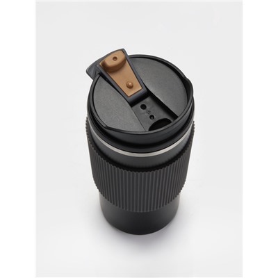 Термокружка, 450 мл, сохраняет тепло 6 ч, 7.5×18 см, вакуумная, нержавеющая сталь, чёрная